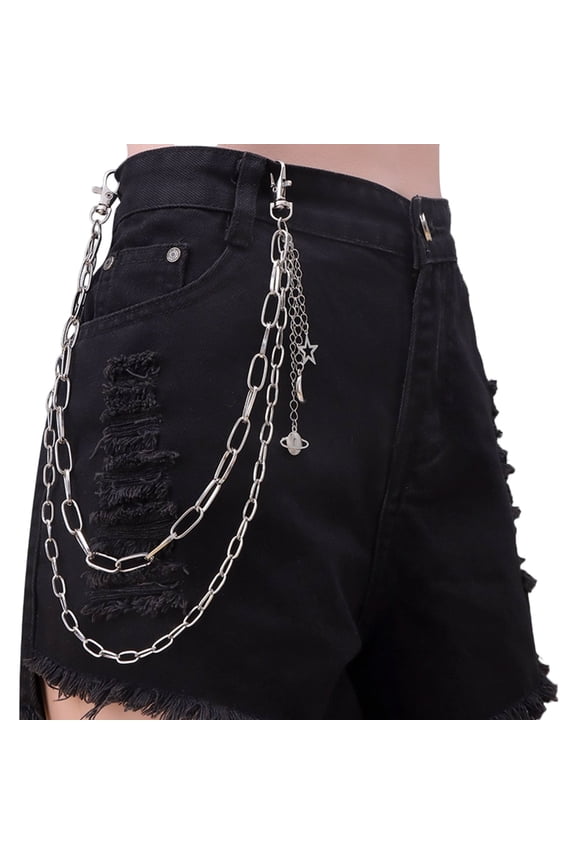 Modern Adjustable Layered Metallic Pants Chain Jewelry for Women & Men, Versatile Styling with Secure Clasp