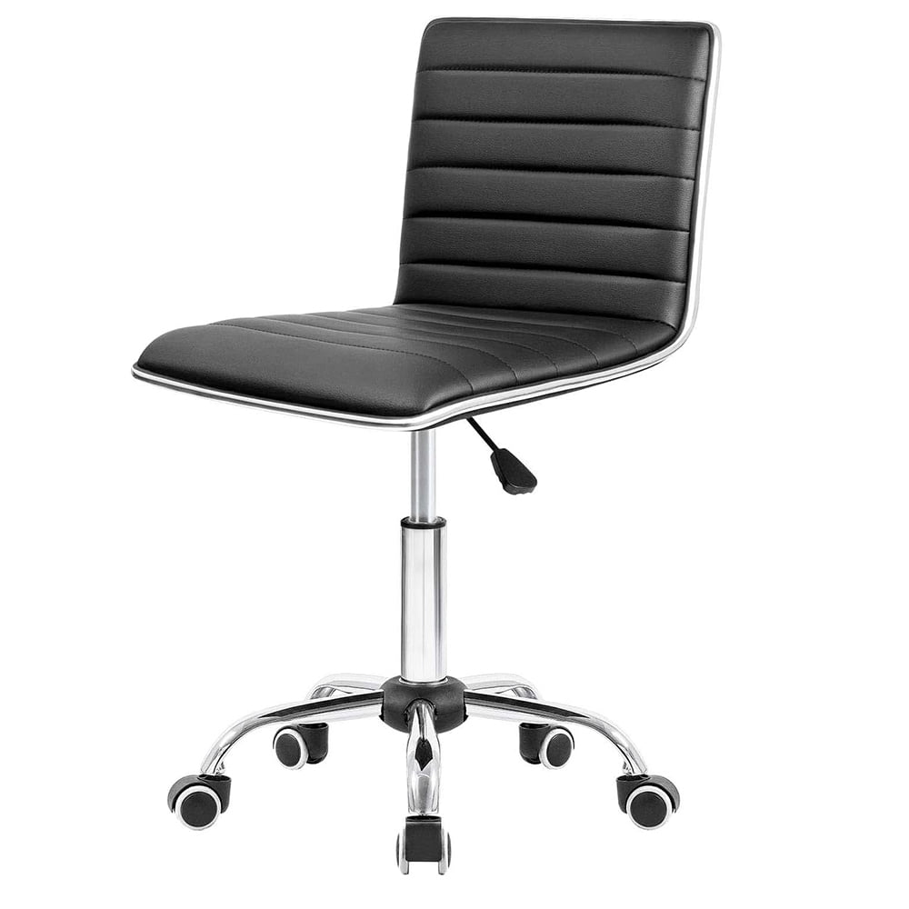 Low Back Armless Ribbed Task Chair, Modern Adjustable Office Chair Desk ...
