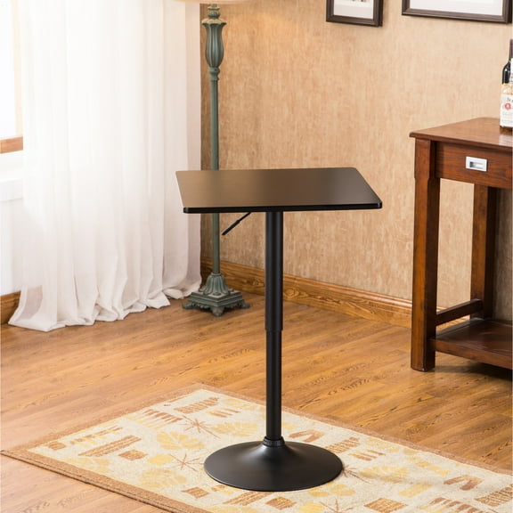 Modern Adjustable Metal Bar Table In Black - 24" X 26" 36"h Chic Decor With Legs And Base Square Top