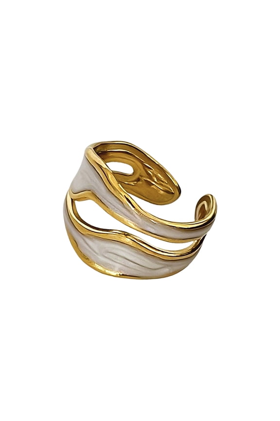 Modern Adjustable Rings Featuring Wrinkles And Hollow Patterns With White Drip Oil For A Elegant Everyday Accessory