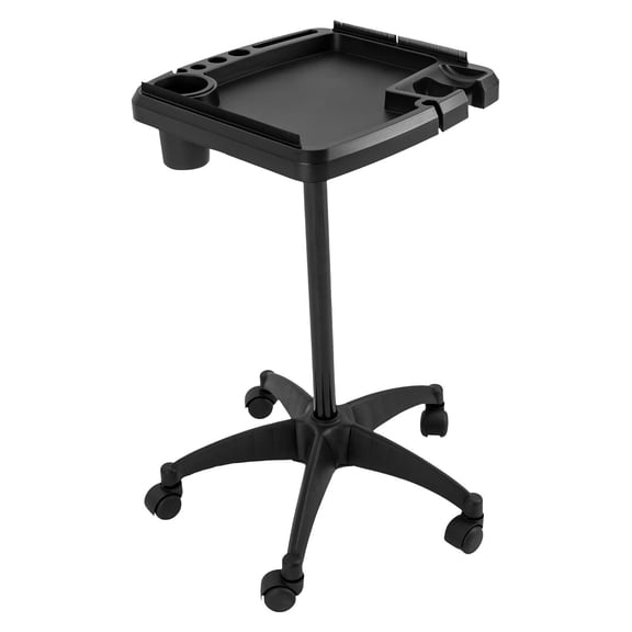 Modern Adjustable Salon Rolling Tray, Salon Instrument Tray Cart Black for Hairstylist, Nail Tech