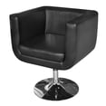 thumbnail image 1 of Modern Adjustable Swivel Artificial Leather Arm Chair with Base, Black & Chrome, 1 of 1