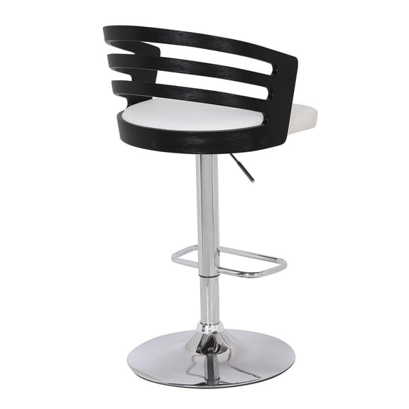 Modern Adjustable Swivel Bar Stool with White Cushion & Open Back, 360 Swivel, Metal Base, Chrome Footrest, American Design for Kitchen & Bar