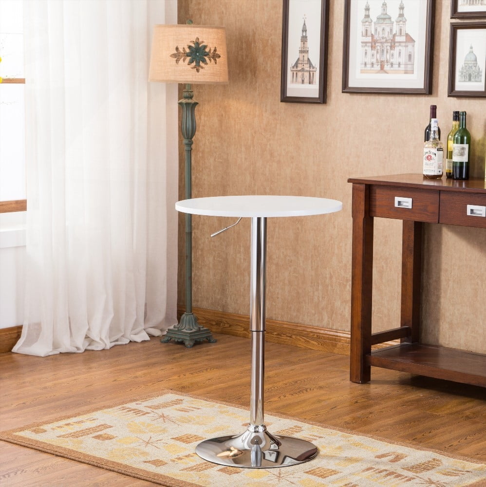 Modern Adjustable Wood and Metal Bar Table in White - Stylish Home Decor Must-Have