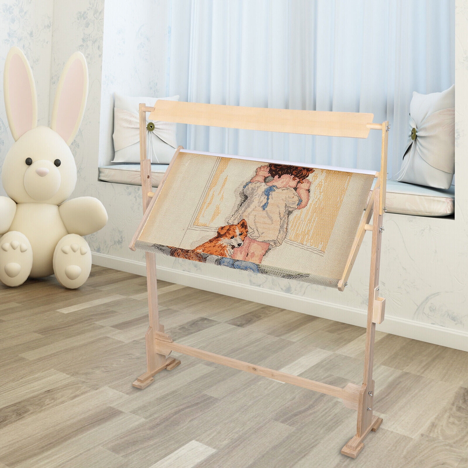 Modern Adjustale Solid Wood Embroidery Frame Stable Quilting Frames Beautiful and Practical Embroidery Frame Suitable for Living room, dining room, study room, bedroom