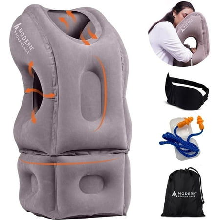 Modern Advantage Inflatable Travel Pillow for Airplanes with Adjustable Extra Bottom, Support Head & Chin to Avoid Neck & Shoulder Pain, for Travelling, Office Napping with Eye Mask & Earplug (Grey) price history and forecast - Modern Advantage API 2.0
