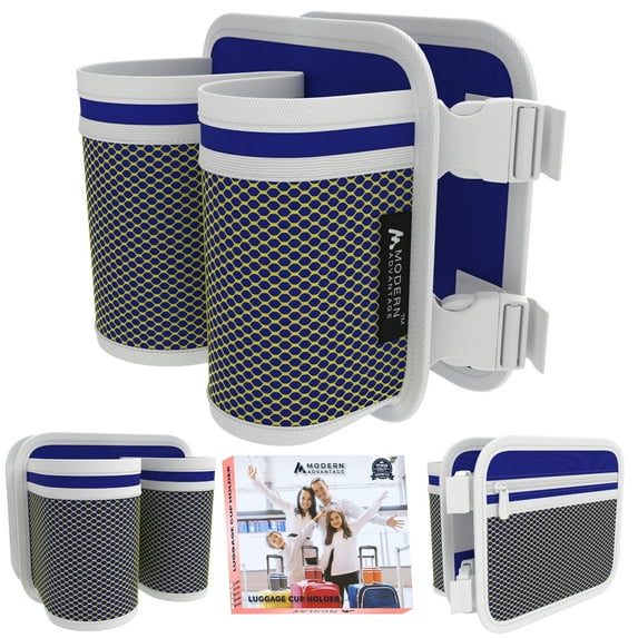 Modern Advantage Luggage Cup Holder - Drink Caddy Carry-on Attachment (Purple with Green Net)