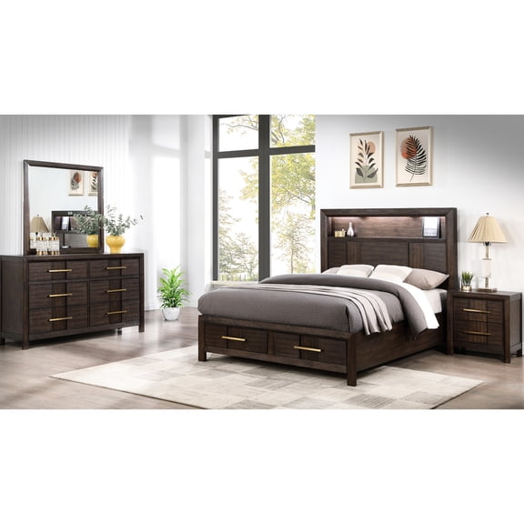 Modern Aesthetic - Ambient Lighting & Bluetooth Function - Bedroom Decor - 4PC Bedroom Set for Style