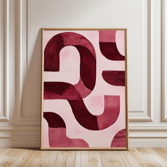 Modern Aesthetic Art Blue Abstract Shapes Contemporary Art, Unframed Paper Poster 8x10in