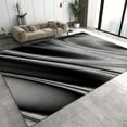 thumbnail image 1 of Modern Aesthetic Art Design Area Rug, Black and White Wavy Texture Simple Design Living Room Rug, Soft Low Pile Washable Non-Slip Bedroom Carpet for Kitchen Balcony Office 2x3ft, 1 of 6