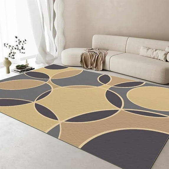 Modern Aesthetic Art Design Area Rug, Multicolor Geometric Graphic Design Bedroom Rug, Soft Low Pile Washable Non-Slip Carpet For Living Room Balcony Office Kitchen Nursery 5 x 7ft