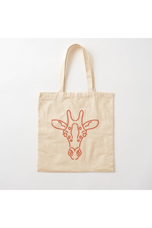 Modern African Giraffe Face Icon Canvas Tote Bags, Reusable Shopping Bag