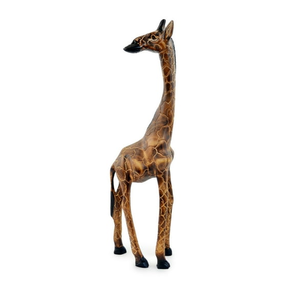 Modern African Kenyan Burnt Jacaranda Wood Large Giraffe Figurine 18.5 Inch