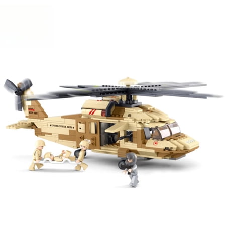 Modern Air Force Black Hawk Helicopter Building Blocks Set DIY Military Aircraft Model