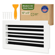 GREEN VENT Modern Air Vent Cover 10x6 Duct Opening - Decorative White Aluminum Linear Slot Diffuser for Wall, Ceiling