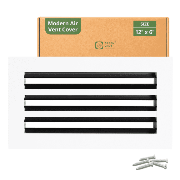 GREEN VENT Modern Air Vent Cover 12x6 (Duct Opening) – Aluminum Linear Slot Diffuser, Slim Design