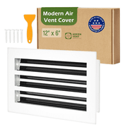 GREEN VENT Modern Air Vent Cover 12x6 Duct Opening - Decorative White Aluminum Linear Slot Diffuser for Wall, Ceiling