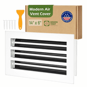 GREEN VENT Modern Air Vent Cover 14x6 Duct Opening - Decorative White Aluminum Linear Slot Diffuser for Wall, Ceiling