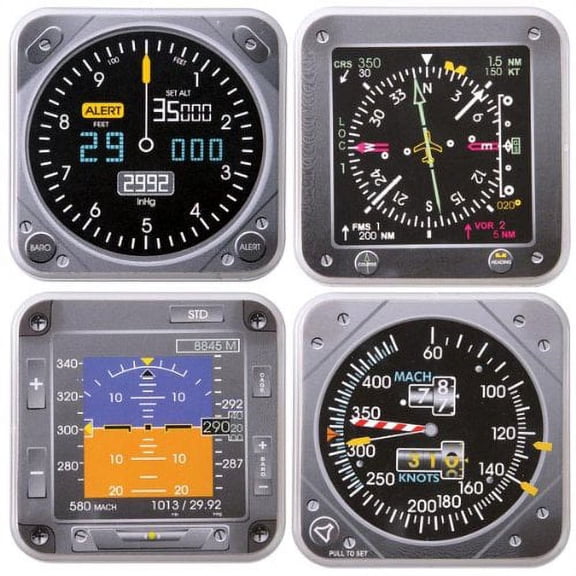 Modern Aircraft Instrument Coasters - Set of 4