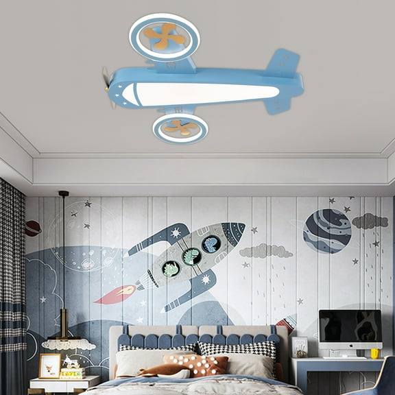 Modern Airplane Ceiling Light, LED, Remote Control, Adjustable Warm & Cool Light, Memory Function, Perfect for Children's Room and Playroom