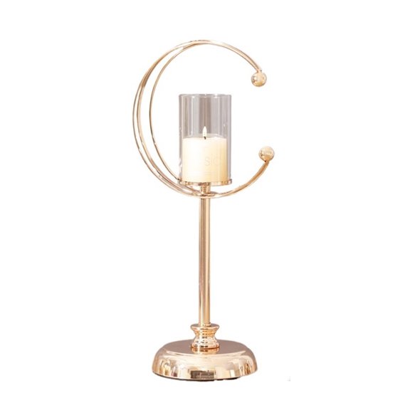 Modern Alloy Glass Candlestick Minimalist Decorative Ornament Dining Table Candle Holder
