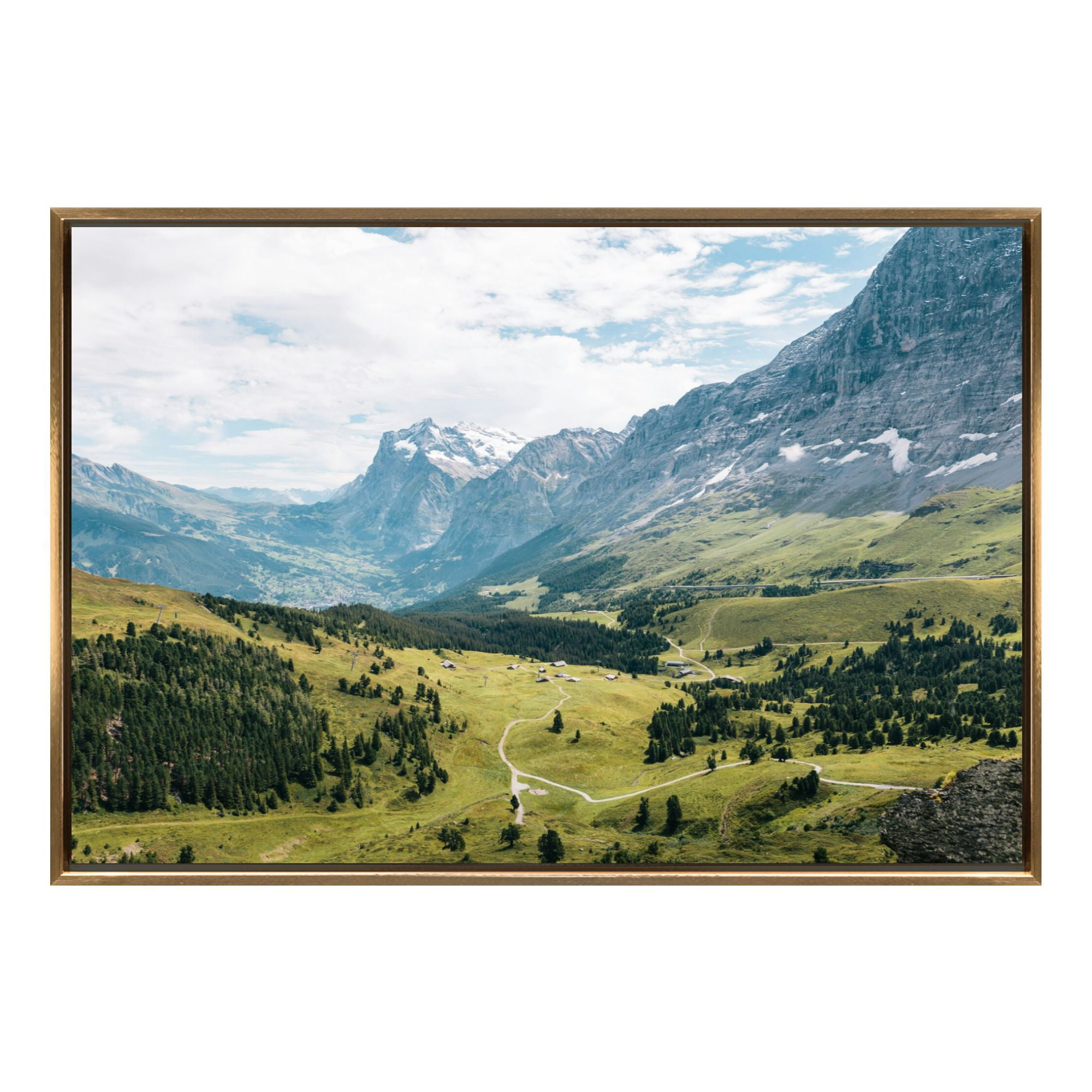 Modern Alps Mountain Landscape Floating Framed Canvas Art –High