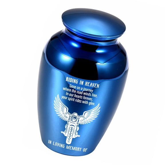 Aluminum Alloy Small Cremation Urn Motorbike Riding in Heaven Secure Memorial