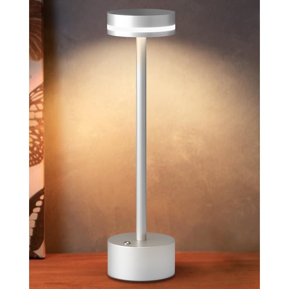 Modern Aluminum Desk Lamp with 3 Color Temperatures - YUNOVA Cordless Touch-Control LED Light for Home, Nursery, Dining Room, Camping (15H Rechargeable Battery, USB Port)