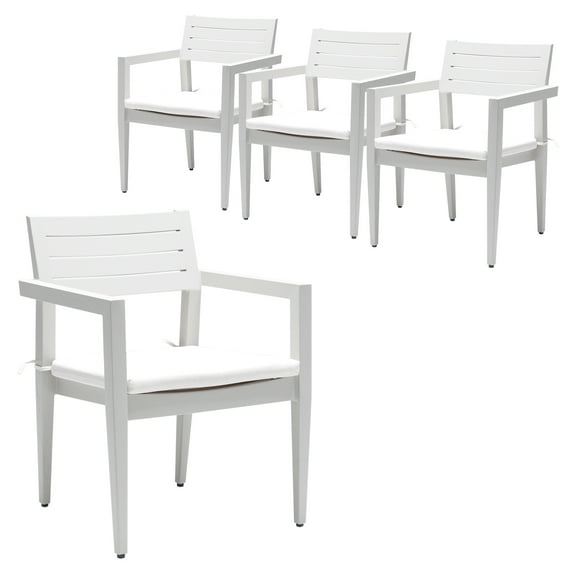 Modern Aluminum Dining Chairs 4PCS Stackable Rust-Free Fully Assembled Gray