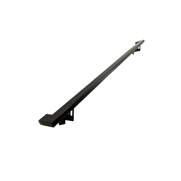 Modern Aluminum Handrail Grab Bar Kit, Adjustable Steel Brackets Included, Returns to Wall, 4 Foot Handrail, Black