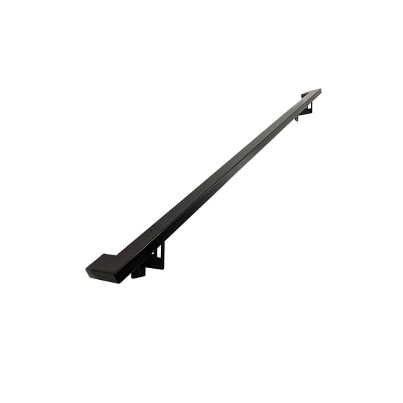 Modern Aluminum Handrail Grab Bar Kit, Adjustable Steel Brackets Included, Returns to Wall, 5 Foot Handrail, Black