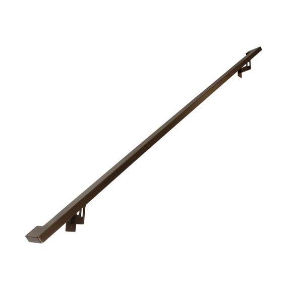 Modern Aluminum Handrail Grab Bar Kit, Adjustable Steel Brackets Included, Returns to Wall, 6 Foot Handrail, Bronze