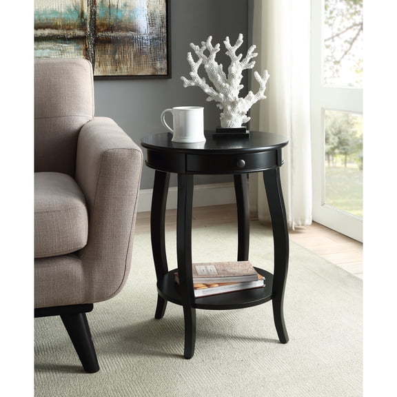 Modern Alysa Accent Table Sleek Black Finish Versatile End Table for Living Room Bedroom