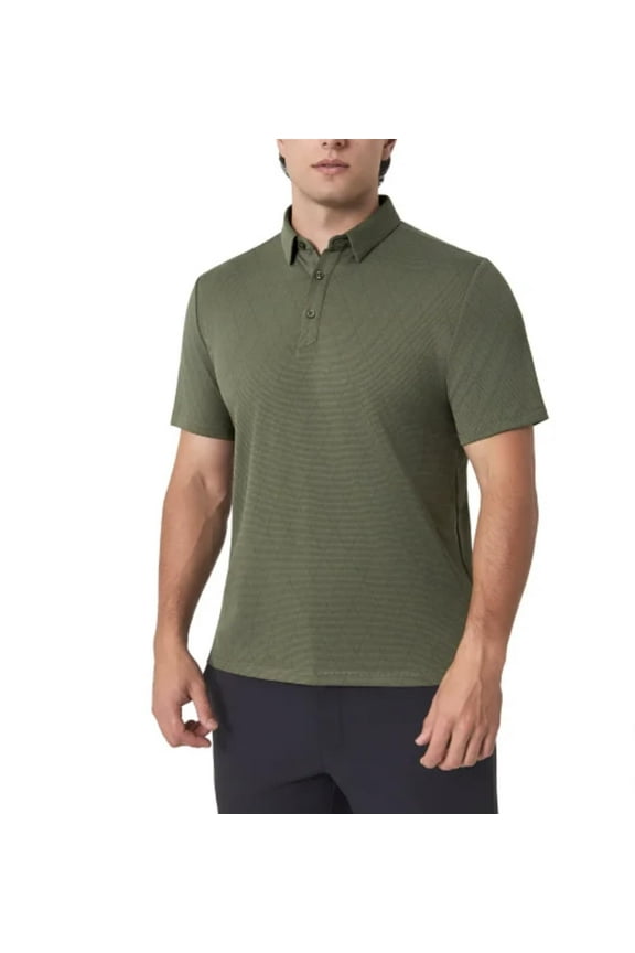 Men's Stretch Moisture Wicking Short Sleeve Polo Shirt (US, Alpha, Medium, Regular, Regular, Green)