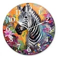 thumbnail image 1 of Modern Analog Wall Clock Battery Operated Round Clock with Non-Ticking Sweep Movement,Decorative for Bathroom,Living Room-Zebra In The Middle Of Oil Painting Surrounded By Flowers(12inch), 1 of 4