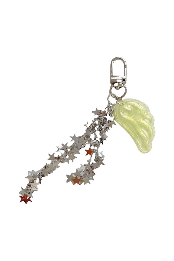 Modern Angel Wing Star Shaped Bag Charm Keychain Acrylic Metal Bag Hanginig Ornament For Long Lasting Use