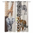 thumbnail image 1 of Modern Animals Kitchen Curtains Vintage Giraffe Zebra Elephant Leopard Cafe Short Curtains for Bathroom Blackout Window Curtain Small Window Treatment Drapes for Bedroom Living Room 27.5"x39"x2, 1 of 9
