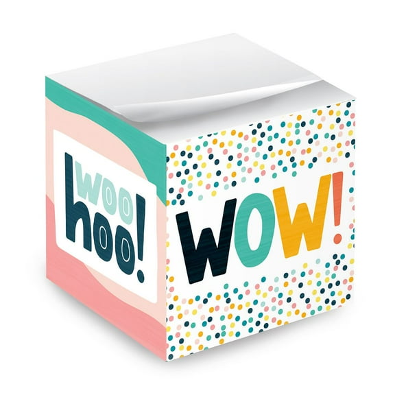 Modern Appreciation Sticky Note Cube / 600 Sheets / 2.75" Motivational Memo Block Printed On 4 Sides / Colorful Empowering Messages / Made In USA