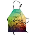 thumbnail image 1 of Modern Apron Birds on Branch with Geometrical Abstract Rainbow Colored Sharp Lined Backdrop Print, Unisex Kitchen Bib Apron with Adjustable Neck for Cooking Baking Gardening, Multicolor, by Ambesonne, 1 of 3