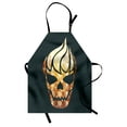thumbnail image 1 of Modern Apron Gothic Skull with Fractal Effects in Fire Evil Halloween Concept, Unisex Kitchen Bib Apron with Adjustable Neck for Cooking Baking Gardening, Yellow Pale Caramel Dark Grey, by Ambesonne, 1 of 3