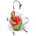 thumbnail image 1 of Modern Apron Summer Fruit Ripe Watermelon Cuts with Splashes of Juice Drops Print, Unisex Kitchen Bib Apron with Adjustable Neck for Cooking Baking Gardening, Red White and Fern Green, by Ambesonne, 1 of 3