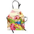 thumbnail image 1 of Modern Apron Yummy Donuts Sweet Land Cupcakes Ice Cream Cotton Candy Clouds Kids Nursery Design, Unisex Kitchen Bib Apron with Adjustable Neck for Cooking Baking Gardening, Multicolor, by Ambesonne, 1 of 3