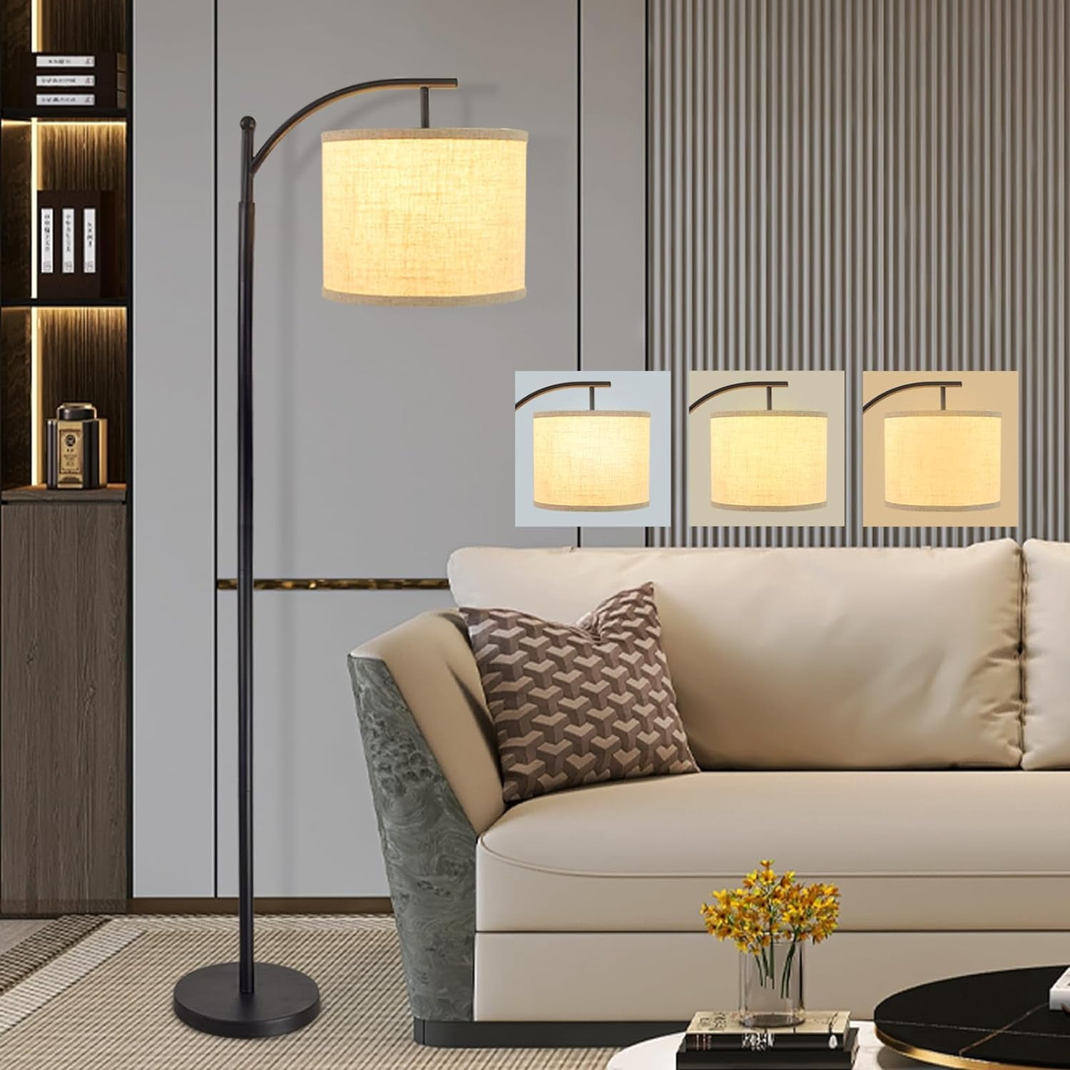 Modern Arc Floor Lamp, Farmhouse Standing Floor Lamps with Lantern ...