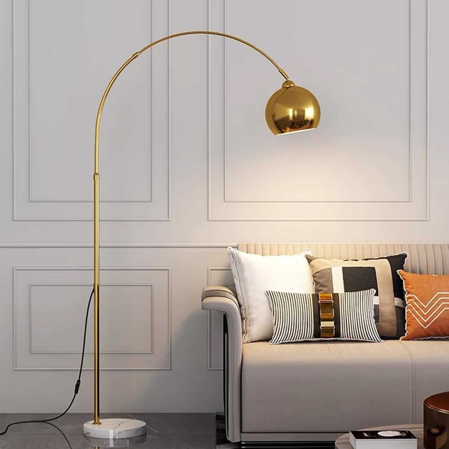 Modern Arc Floor Lamp Gold Floor Lamp Standing Lamp with Marble Base ...
