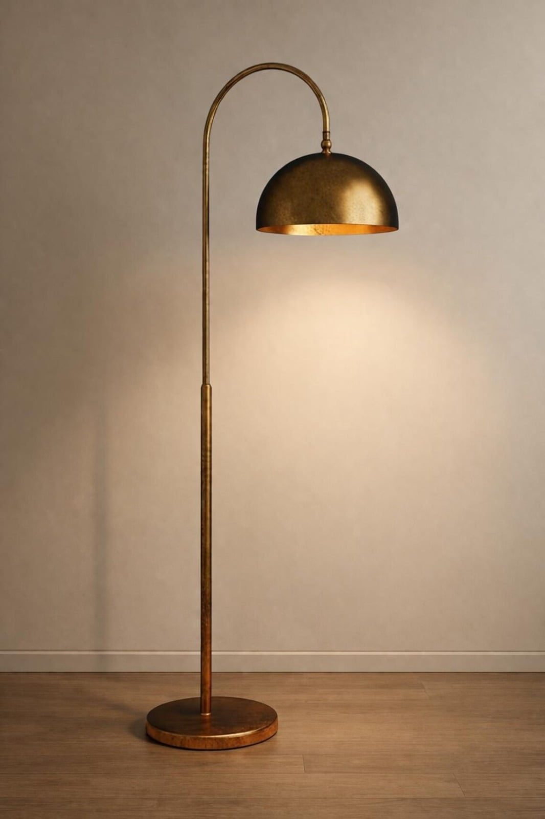 Modern Arc Floor Lamp  Gold Standing Lamp Dome Shade  Tall Minimalist Living Room Lighting Mid Century Home Decor Adjustabe Shade Lamp