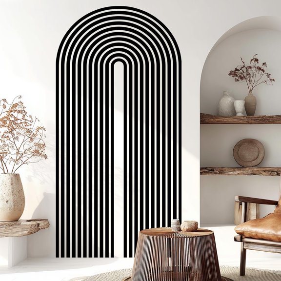 Modern Arch Wall Decals Black and White - Geometric Line Art Vinyl Wall Stickers Peel and Stick, Minimalist Boho Home Wall Decor for Living Room Bedroom Entryway Office Nursery Girls Room