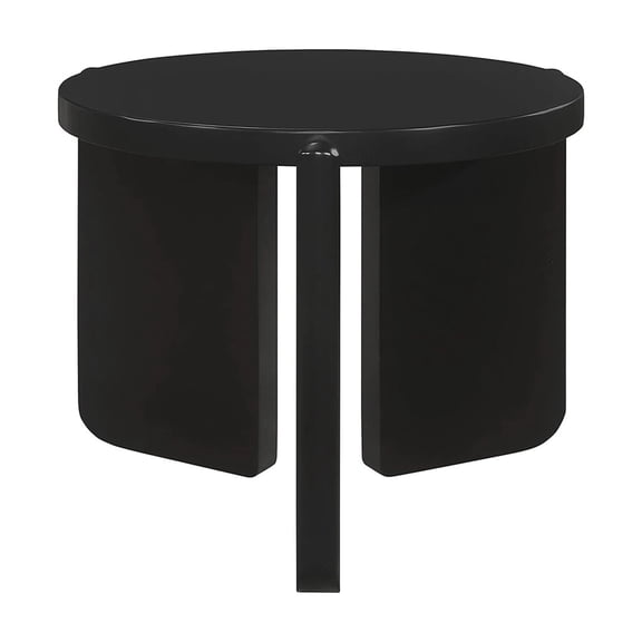 Modern Architectural Round Rubberwood End Table - 27" Black, Solid Wood Side Table for Living Room, Bedroom, Entryway, Sturdy & Durable, Made in Malaysia
