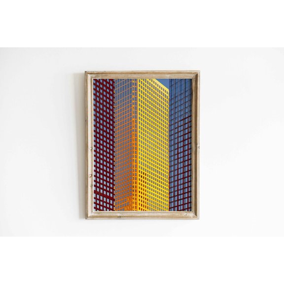 Modern Architecture Colorful Building Geometric City Urban Contemporary Office Decor Facade Wall Decor