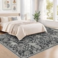 thumbnail image 1 of Modern Area Rug 2×6ft/5×7ft/8×10ft/9×12ft/10×13ft, Thin Washable Living Room Rug with Tiger Woodcut Print, Low Pile Non Slip Thin Carpet Soft Non Shedding Foldable Mat for Bedroom & Office, 1 of 8