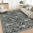 thumbnail image 1 of Modern Area Rug 2×6ft/5×7ft/8×10ft/9×12ft/10×13ft, Thin Washable Living Room Rug with Tiger Woodcut Print, Low Pile Non Slip Thin Carpet Soft Non Shedding Foldable Mat for Bedroom & Office, 1 of 8